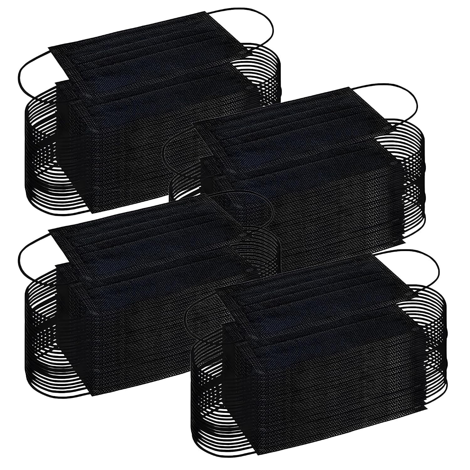 Trimming Shop 100PCS Black Disposable Face Masks - With 3 Ply Non-Woven Material - Breathable Face Masks Elastic Ear Loops & Comfortable Nose Mouth Cover Masks