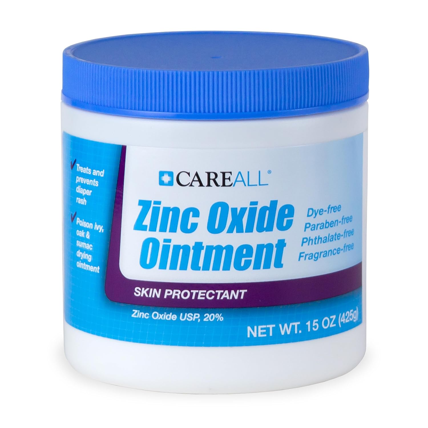 CareAll Zinc Oxide 20% Skin Protectant Barrier Ointment 15 oz., Provides Relief, Prevention and Treatment for Chafing due to Diaper Rash. Helps Seal Out Wetness. Non-Nano.