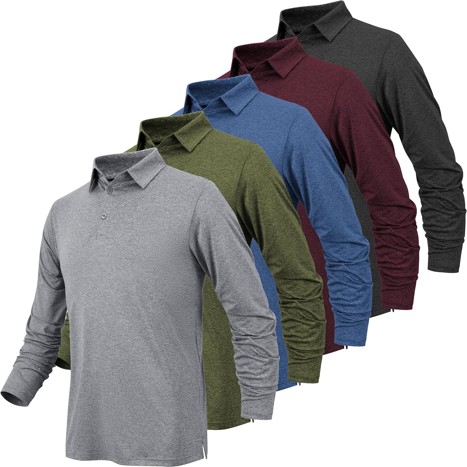 BALENNZ Long Sleeve Polo Shirts for Men Quick Dry Mens Golf Polos