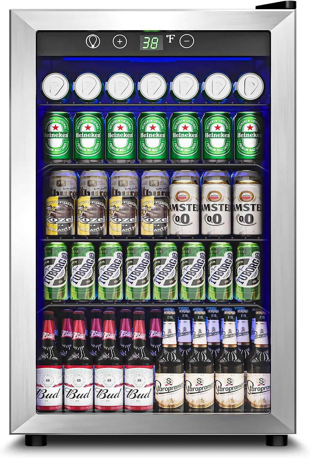 Feelfunn 4.5 Cu.Ft Beverage Refrigerator, 145 Can Mini Fridge, Silver