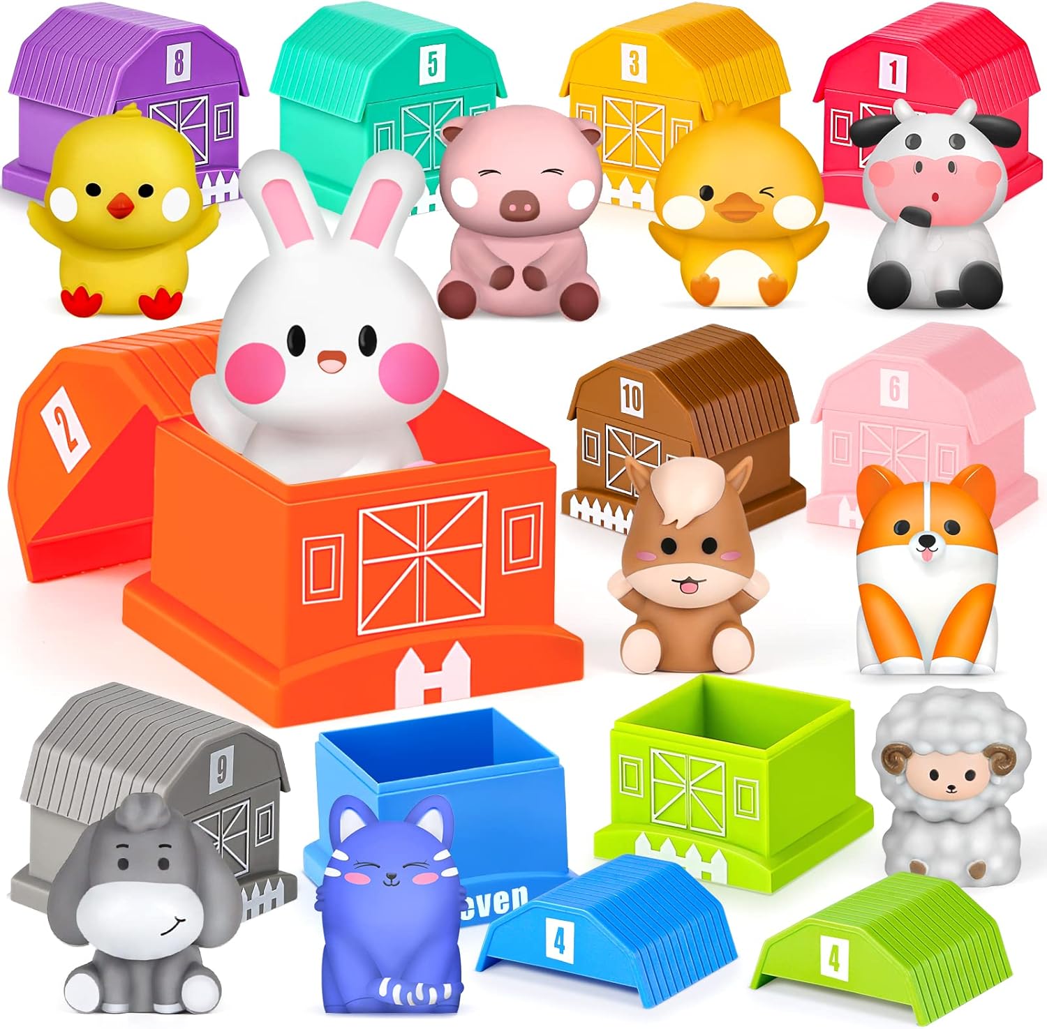 Joyreal Farm Animals Toys - Toddler Learning Montessori Stacking Educational Toys Plane Travel for Toddlers Gift for Girls Boys