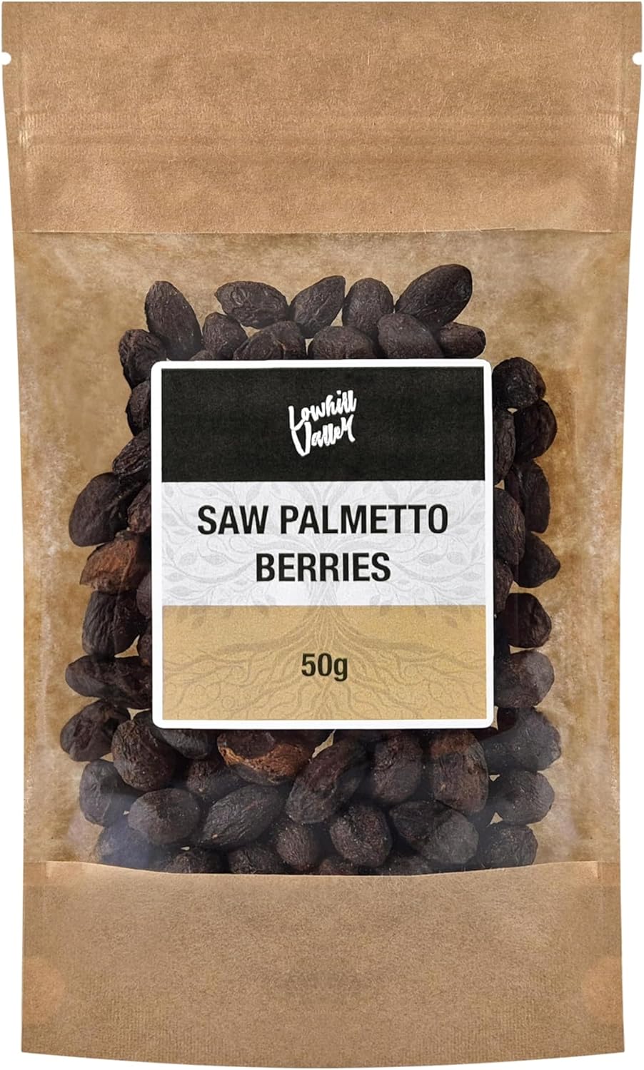 Lowhill Valley Saw Palmetto Berries – 100% Pure Serenoa Repens whole berries for Herbal Tea, Non-GMO, Sustainably Sourced, Hand-Packed – Embrace the Power of Nature – 50g