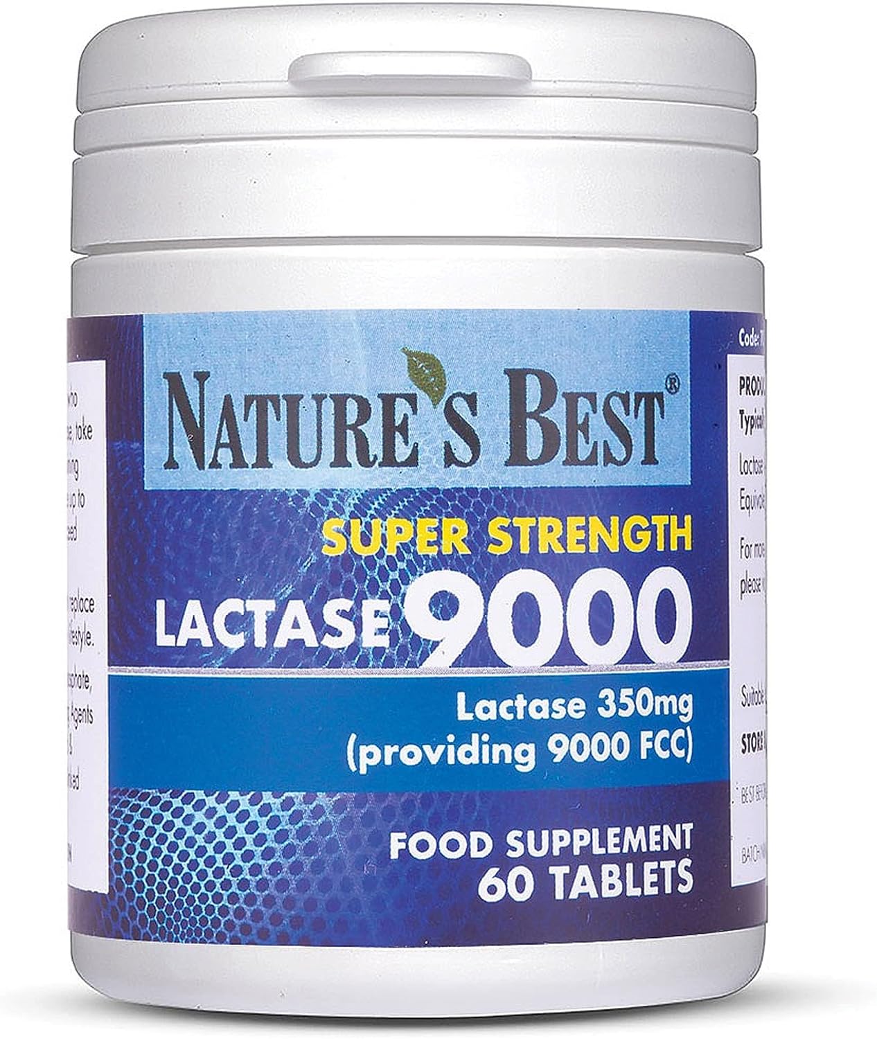 Super Strength Lactase Tablets 9000 FCC Enzyme Units | Max Strength Digestive Enzyme | 60 Tablets: 1 month's Supply | Helps Digest Lactose in Milk & Dairy | Support for Lactose Intolerance | UK Made