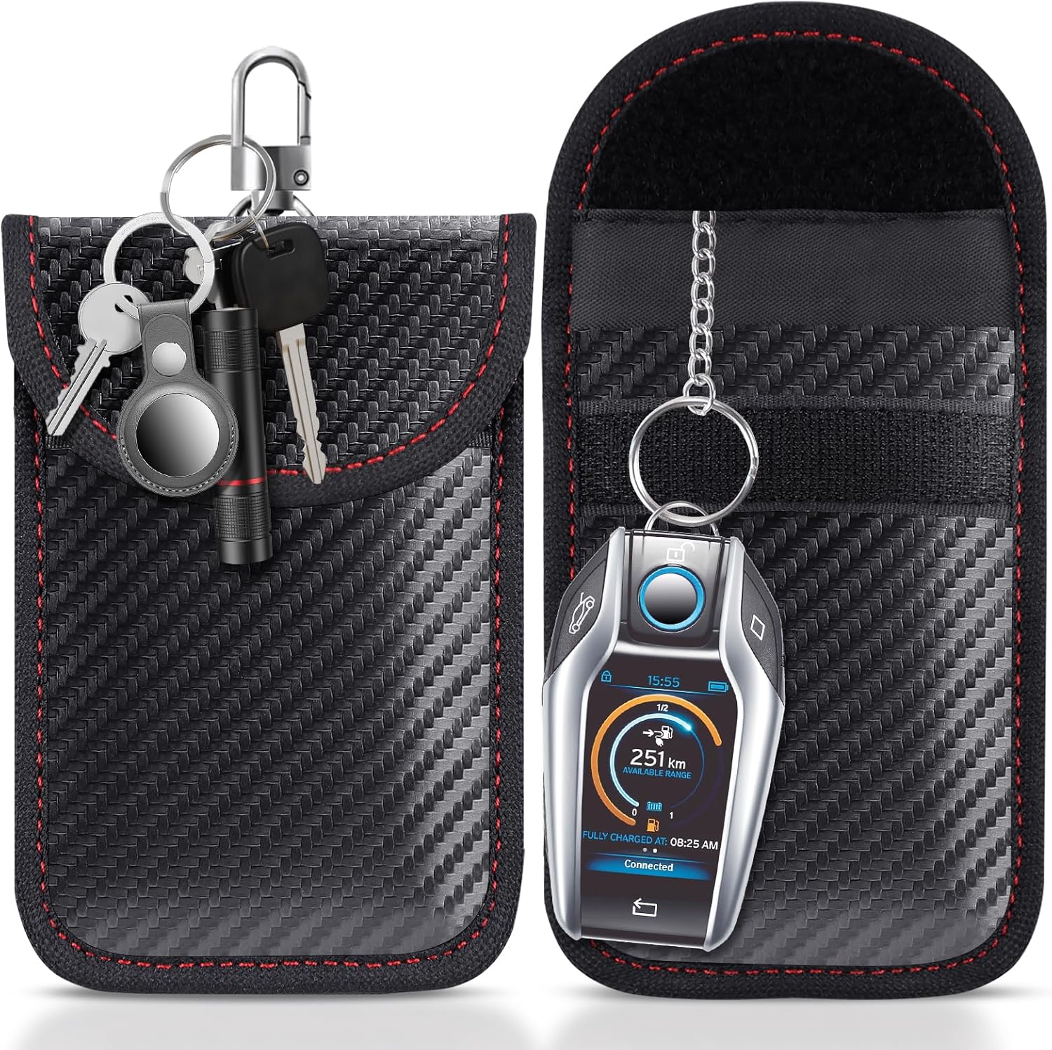 Faraday Pouch for car Keys,Faraday Bag | Car Key Signal Blocking Pouch | Keyless Entry Car Keys Case | RFID Blocker Bag for Car Security | Anti-theft Remote Entry Keyless Protect,Pack of 2