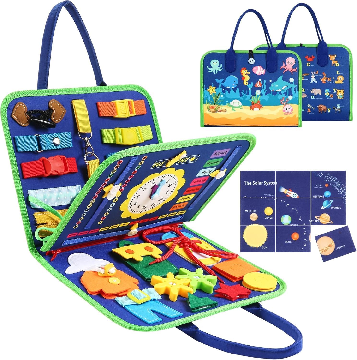 khlerox Busy Board Montessori Toy for Kids, Educational Learning Activity Sensory Board, Developing Sensory Toy for Fine Motor Skills, Travel Toy for Plane Car, Gift for Boys Girls