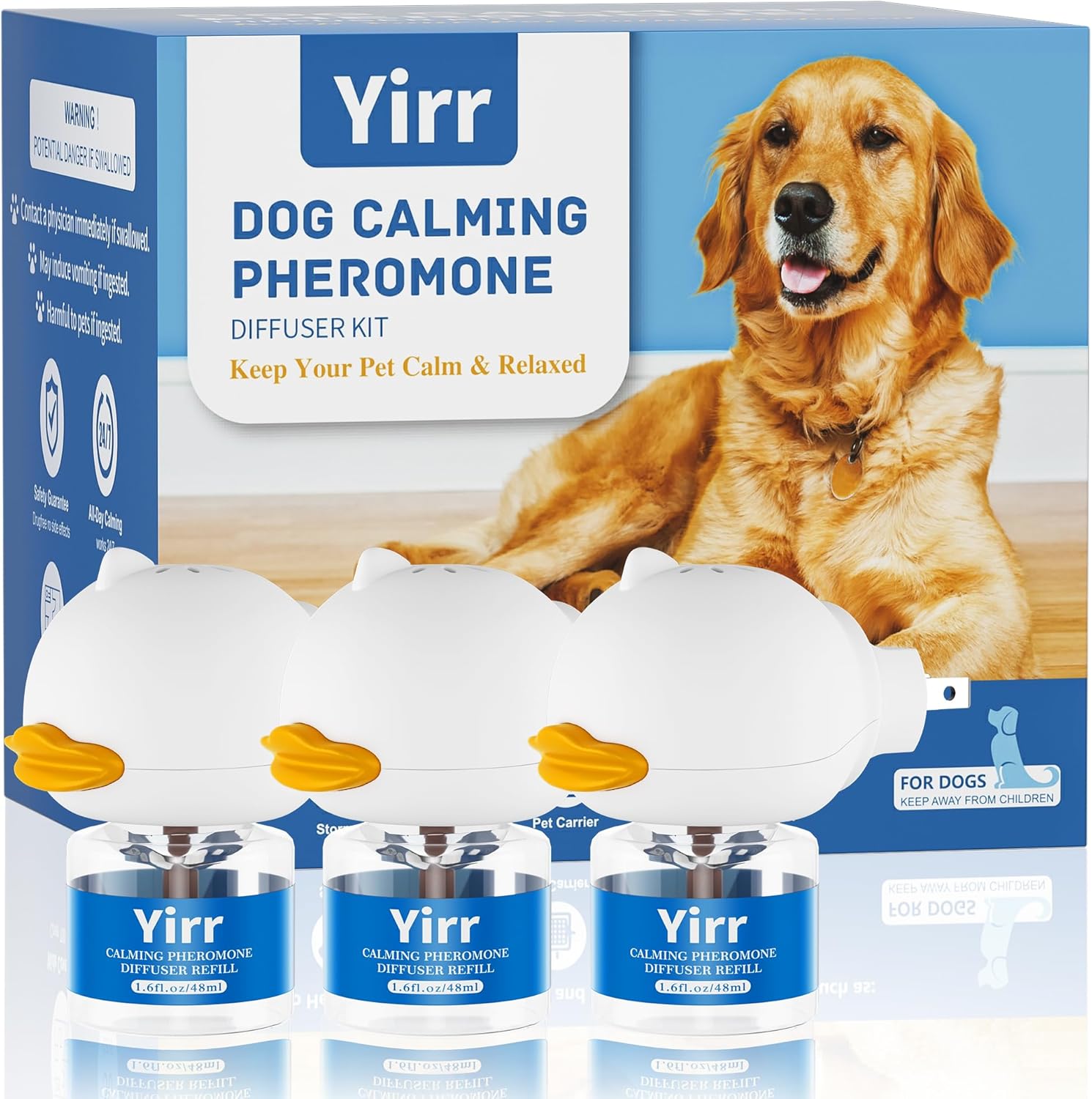Dog Calming Diffuser, 6 in 1 Dog Pheromones Calming Diffuser, Relaxing Pheromone for Dogs Relief Stress Anxiety Reduce Aggression Barking, 3 Diffuser 3 Refill(48ml)