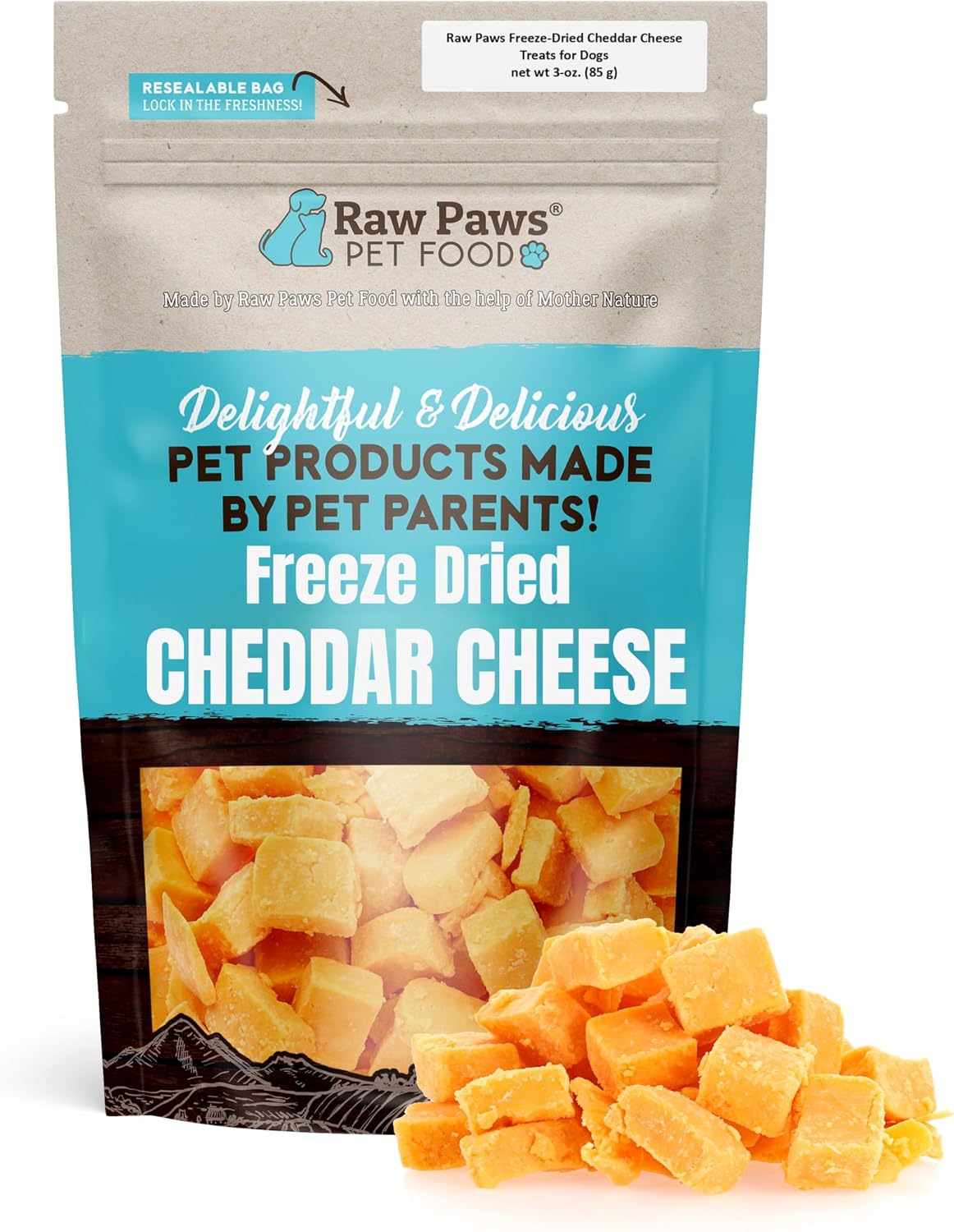 Raw Paws Freeze Dried Cheddar Cheese Treats for Dogs, 3-oz - Crunchy Puffs