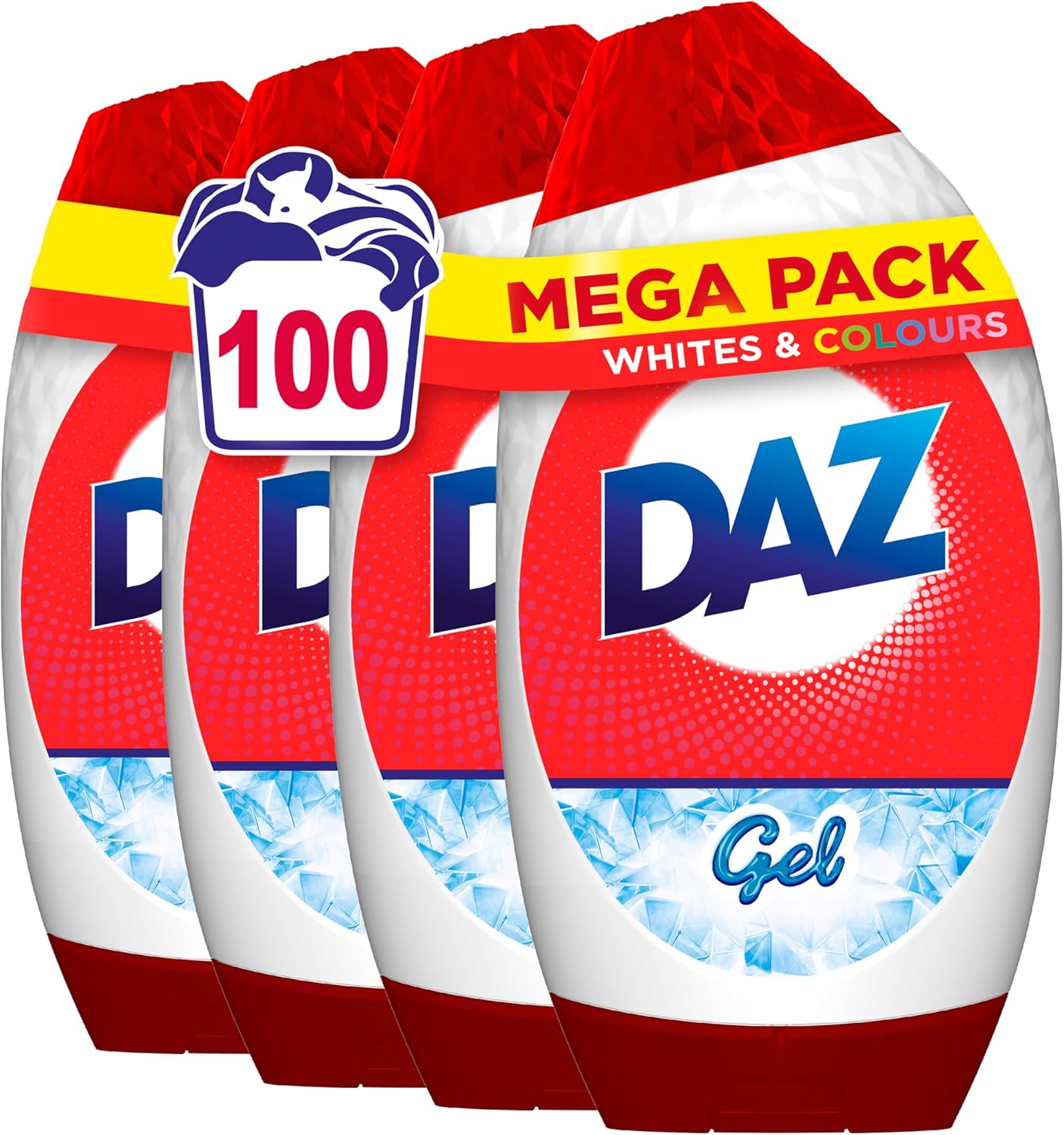 Daz Gel Laundry Detergent, 100 Washes, Stain Removal For Clothes, Washing Liquid For Whites & Colours, Brilliant Cleaning Even In Cold Washes (875ML X 4)