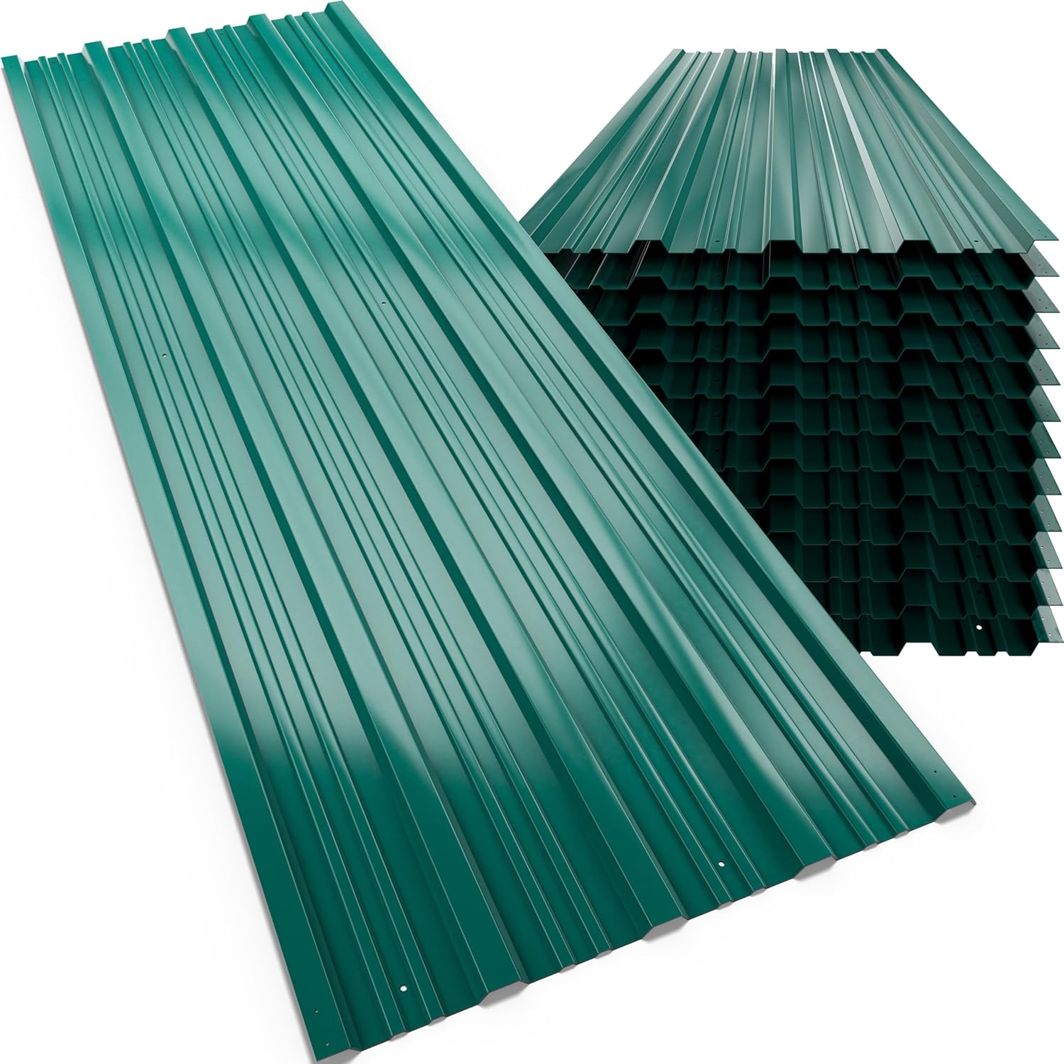 GARDEBRUK® Metal Roofing Sheets | Pack of 12 | Box Profile | 129x46cm | Galvanised Coated 7m² Cladding Walling Sheeting | Corrugated Roof | Garage Shed Carport Greenhouse | Green