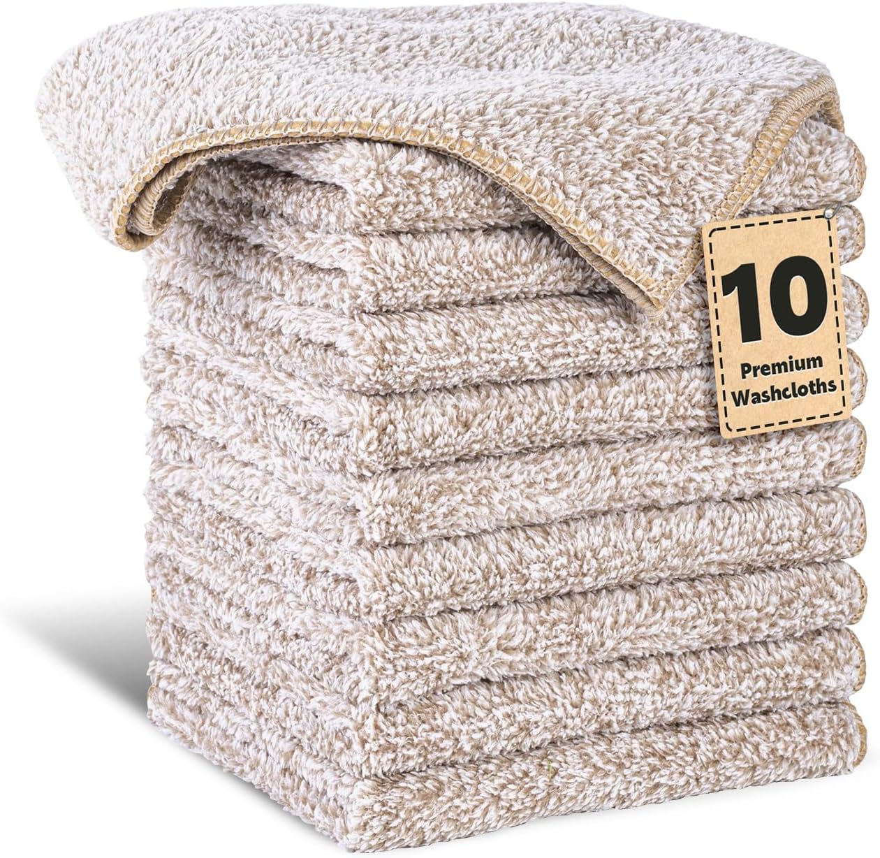 10 Pack Premium Washcloths, Highly Absorbent and Super Soft Face Towels