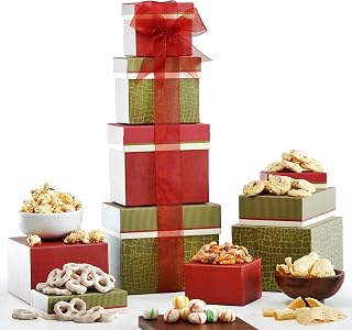 Broadway Basketeers 4 Box Gourmet Food | Tower Snacks | for Women, Men, Families, College – Delivery for Holidays, Appreciation, Thank You, Christmas, Corporate, Get Well Soon Care Package