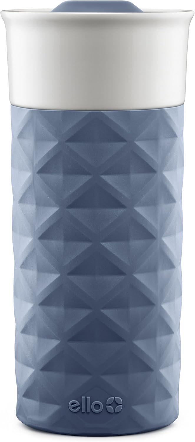Ello Ogden BPA-Free Ceramic Travel Mug with Lid, Evening Blue, 16 oz
