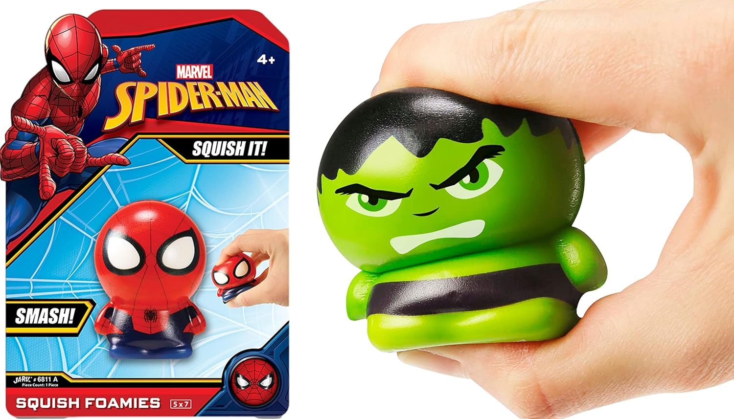 JA-RU Marvel Avengers & Spiderman Squishy Foam Ball (1-Pack Assorted) Slow Rising Squishy Toys for Kids | Superhero Stress Balls & Anger Management Toys | Teacher Treasure Box Prizes. ABC-6811-1