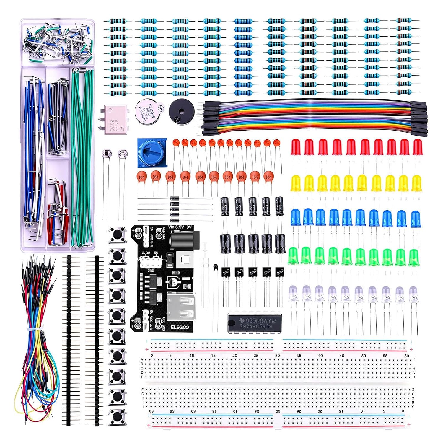 ELEGOO Upgraded Electronics Fun Kit w/Power Supply Compatible with Arduino