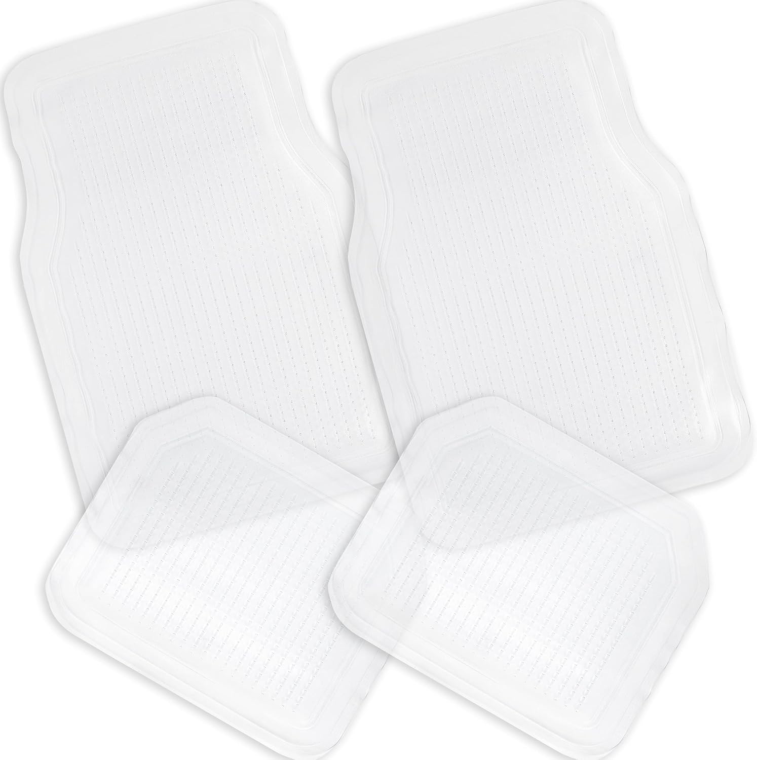 Zone Tech All Weather Full Rubber Clear Car Interior Floor Mats 4-Piece Set Clear Heavy Duty Car Interior Floor Mats