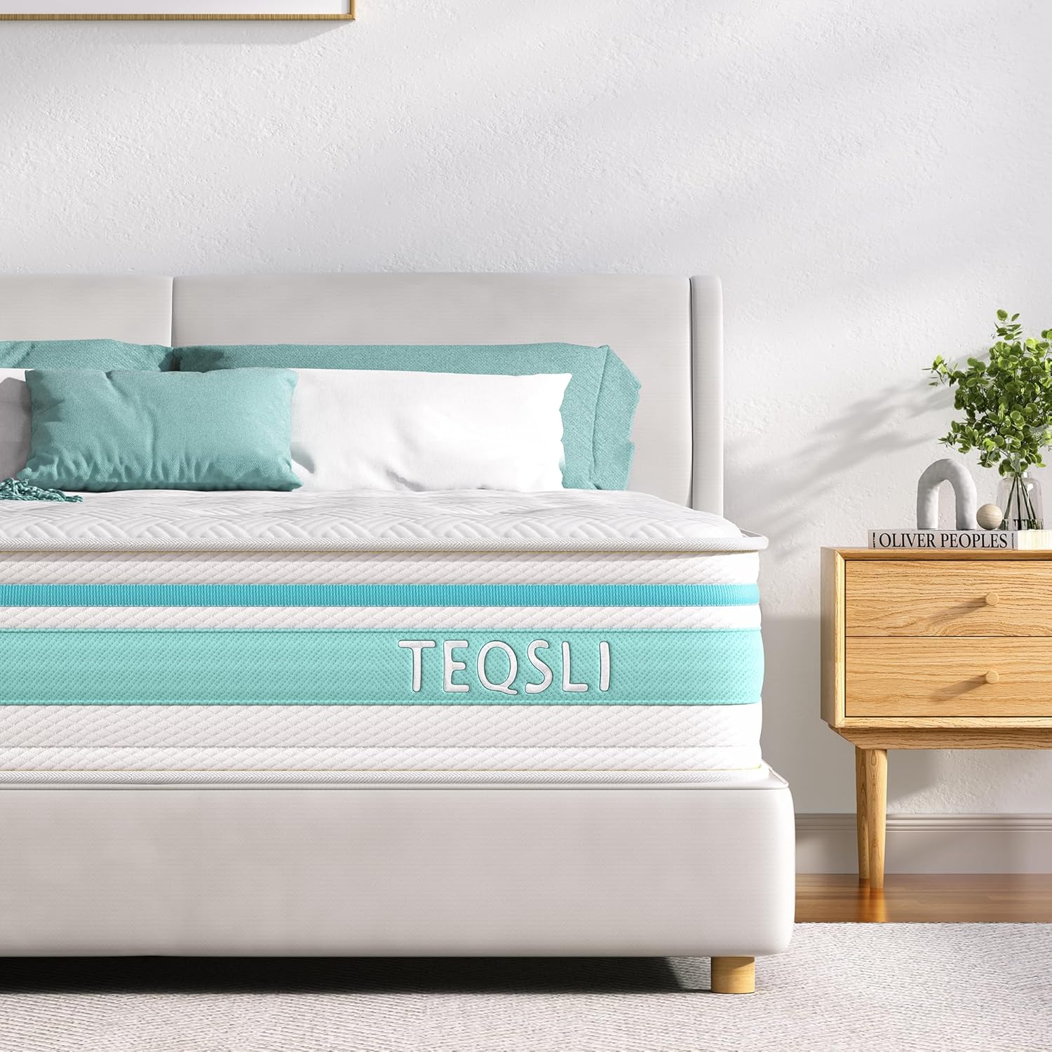 TeQsli King Mattress, 5FT 7-Zone Gel Memory Foam, 10 Inch Pocket Sprung Hybrid Orthopedic Mattress Medium Firm for Pressure Relief and Motion Isolation, King (150x200x25cm)