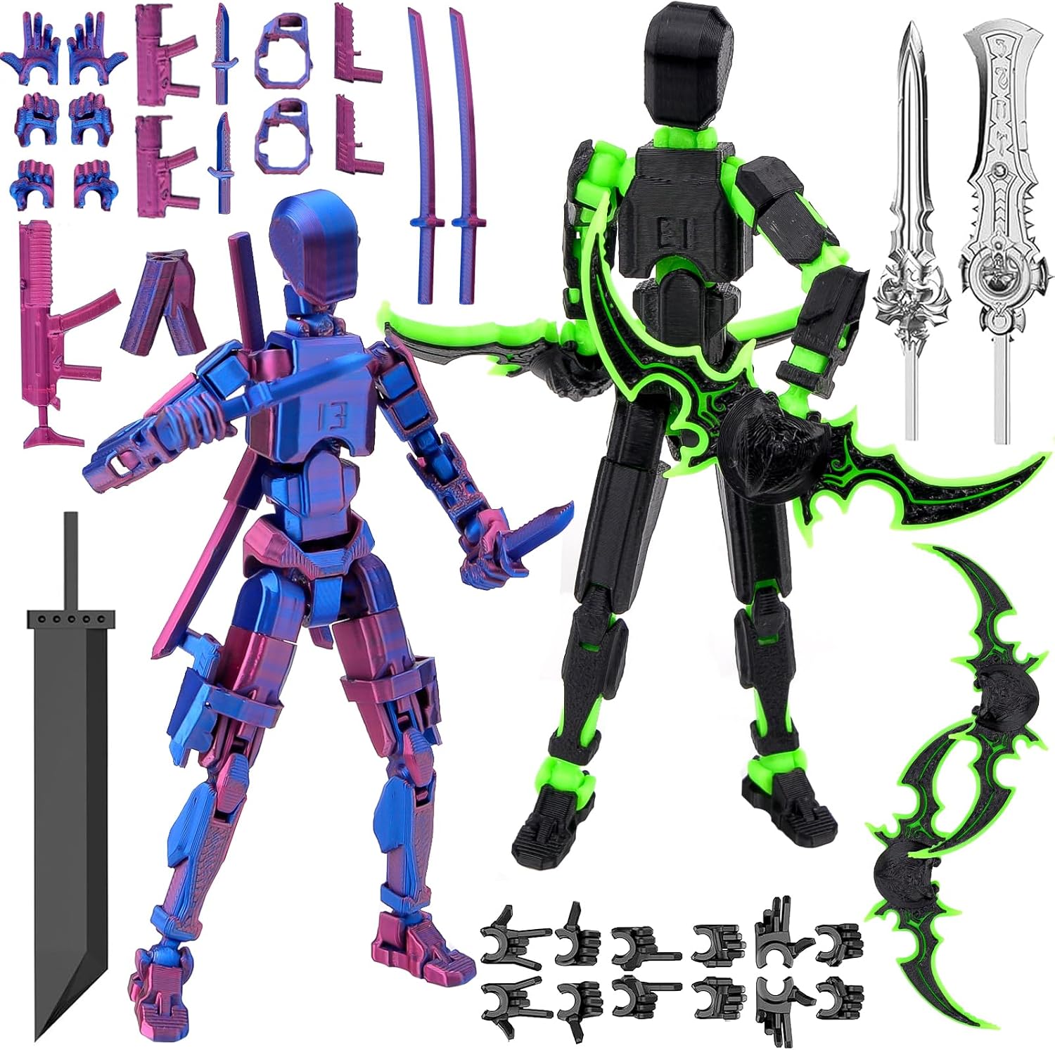 Pipihome T13 Action Figure, 2Pcs Assembly Completed Titan Dummy Lucky 13 Robot Toy, 3D Printed Multi-Jointed Movable Kids' Play Action Figures Gifts for Collectors Home Desktop Decorations