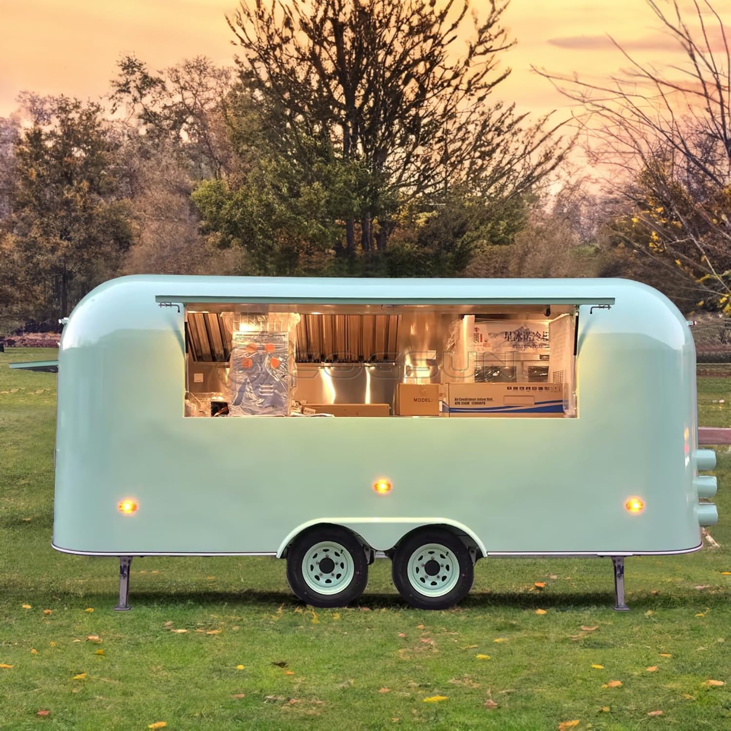 Custom Mirror Food Truck, Expandable Serving Food Trailer for Business Deposit for Restaurant Catering & Mobile Street Vending