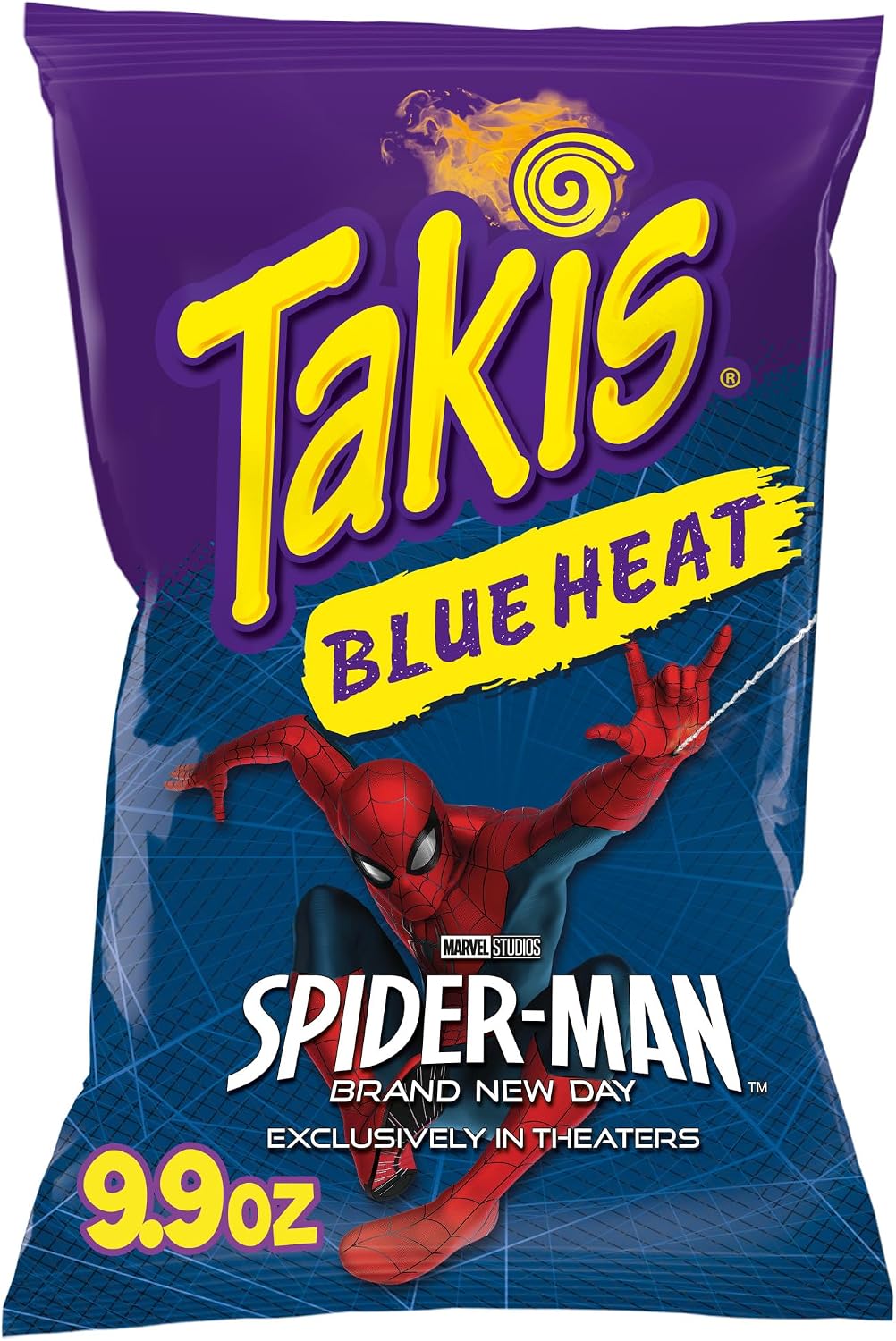 Takis Blue Heat Rolled Tortilla Chips, Hot Chili Pepper Artificially Flavored, 9.9 Ounce Bag