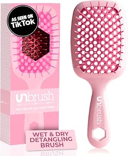 FHI Heat UNbrush Detangling Brush for Pain-Free Brushing on All Wet or Dry Hair Types — Durable DuoFlex Anti-Static Bristles, Lightweight Handle, Vented Hair Brush