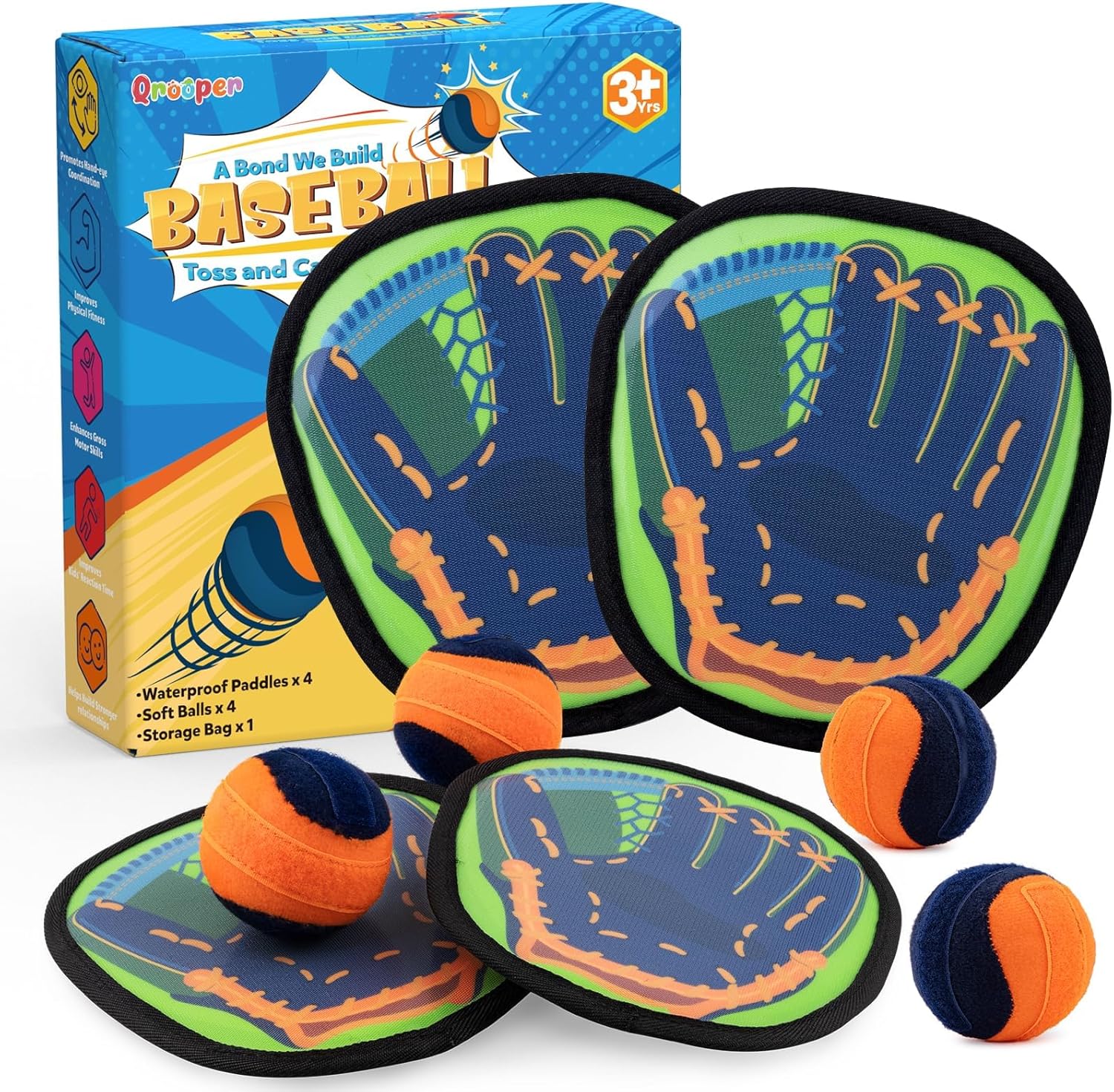 Toss and Catch Ball Game Beach Pool Toys for Kids Ages 4-8 8-12, Outdoor Games Camping Yard Sports Play Outside Toys for 3 4 5 6 7 8 Year Old Boys Girls Birthday Gift Toddler Baseball Glove