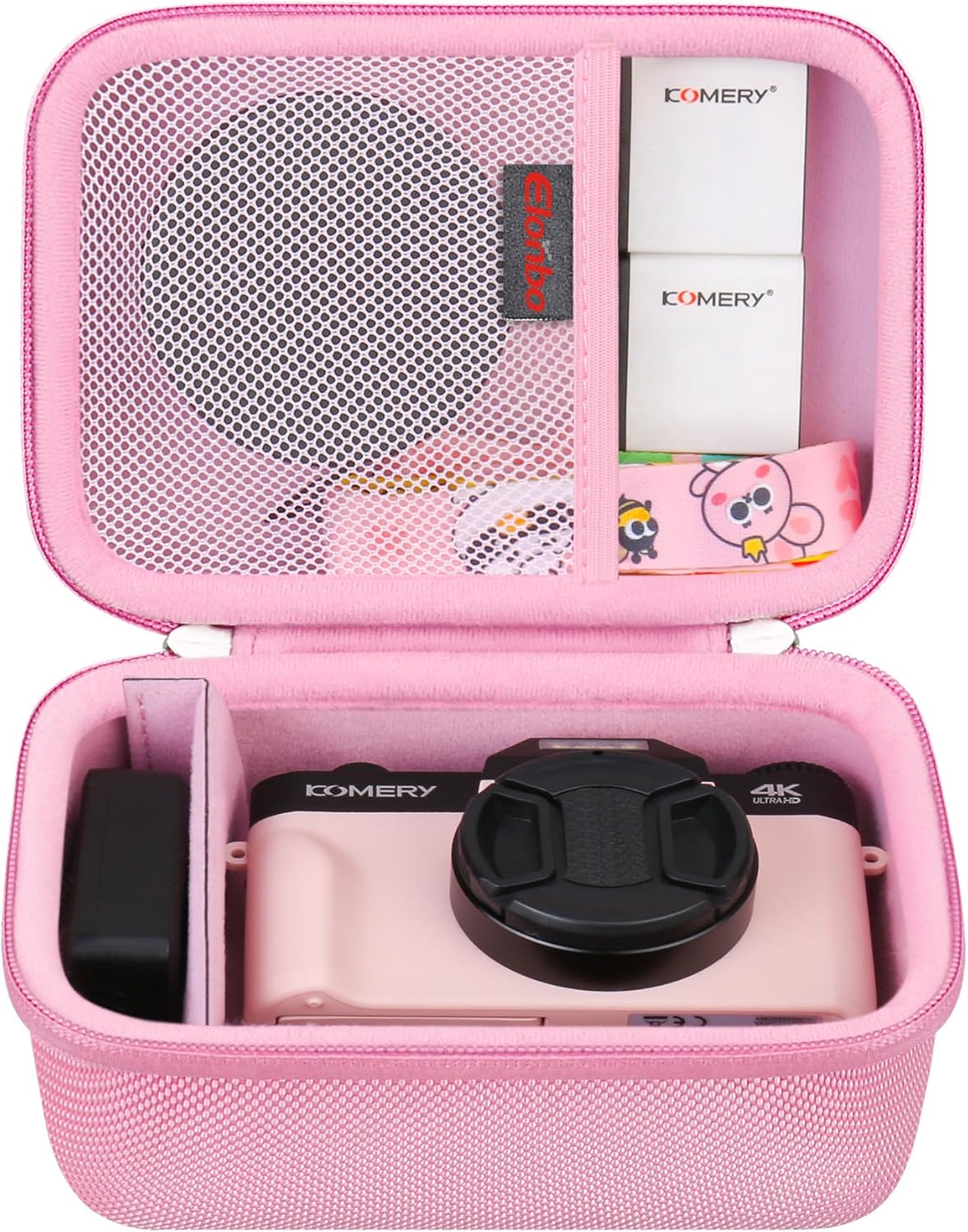 Elonbo 4K Digital Camera Case for VJIANGER/JGIPL/Duluvulu/Zostuic/Oiadek/Lecnippy/NIKICAM 4K Digital Vlogging Camera, Mesh Pocket Fits Cable Batteries SD Card, Pink