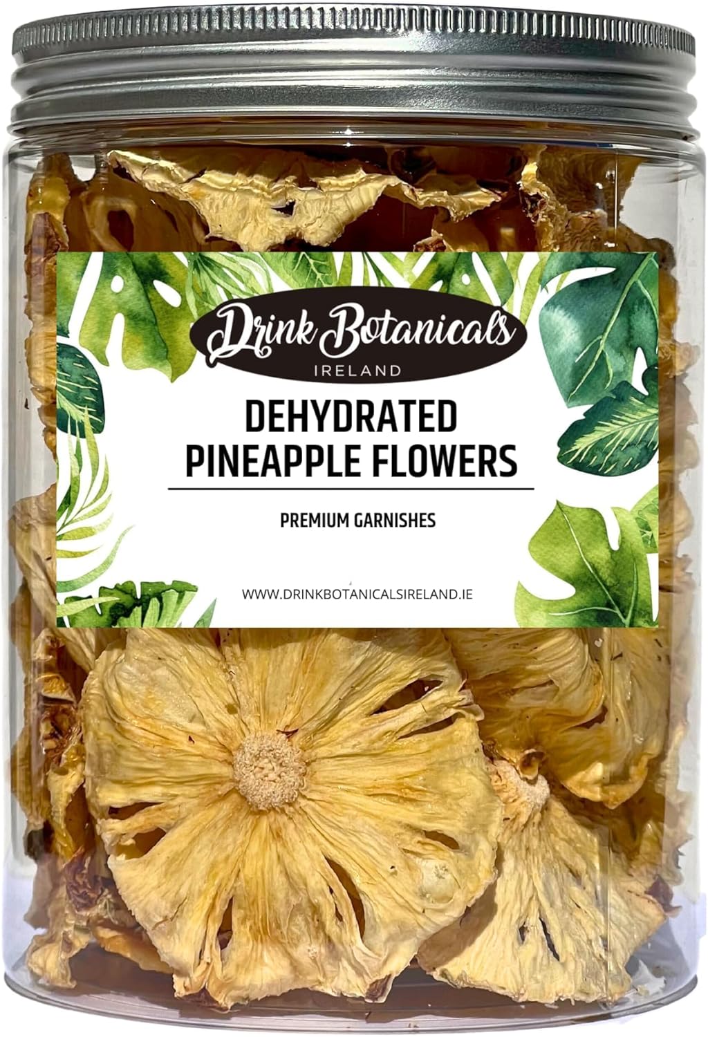 Dehydrated Dried Pineapple Flower Rings | 25+ Slices | 100% Natural | Dried Pineapples | No Sugar Added, Gluten Free| for Cocktails, Baking, Cakes, Snacking, Decoration | PET Jar | 100 Grams | 3.5 Oz