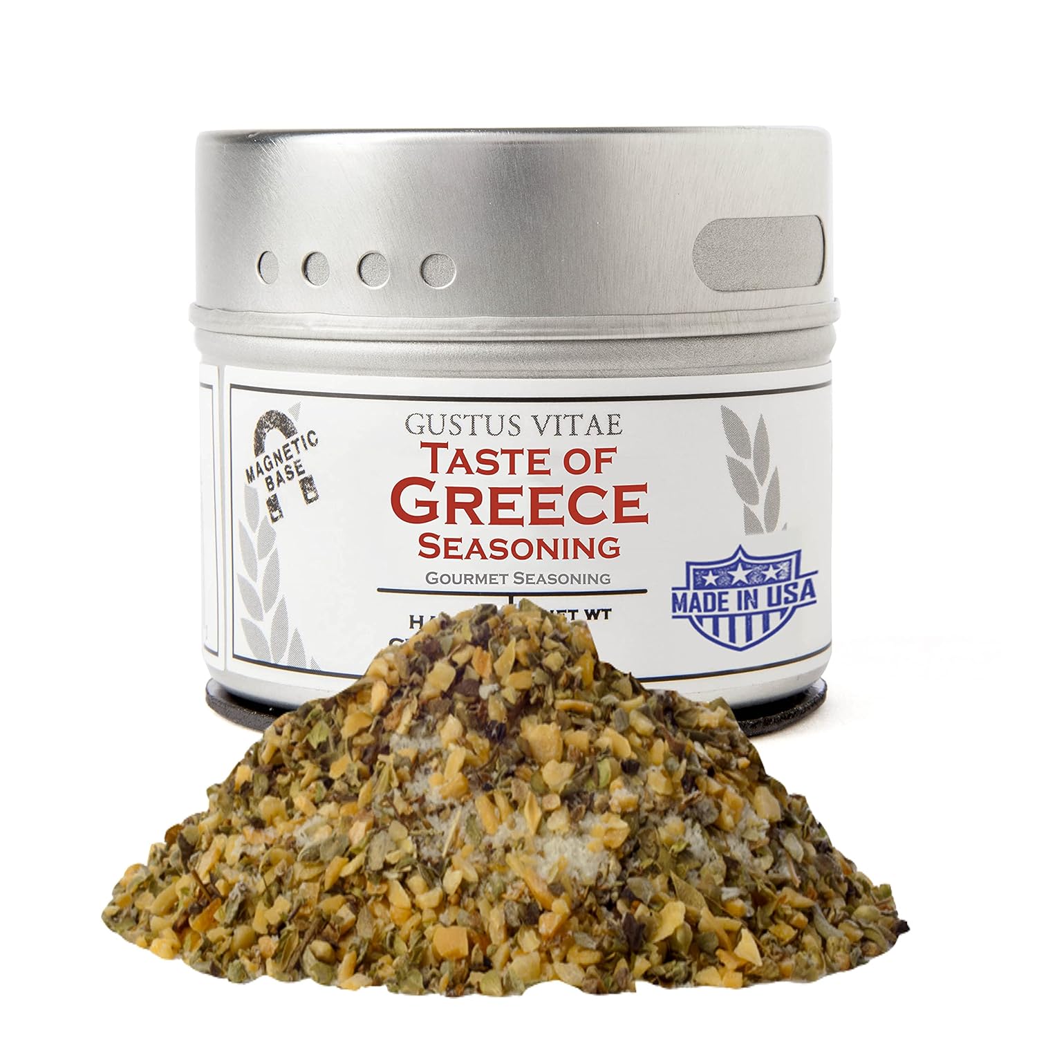 Taste of Greece | Gourmet Seasoning | Authentic Artisanal Spice Blend | Non GMO, All Natural | Handmade in Small Batches in USA | Sustainably Sourced | GLP-1 Friendly | 2.7oz | Magnetic Tin | Gustus Vitae | #8