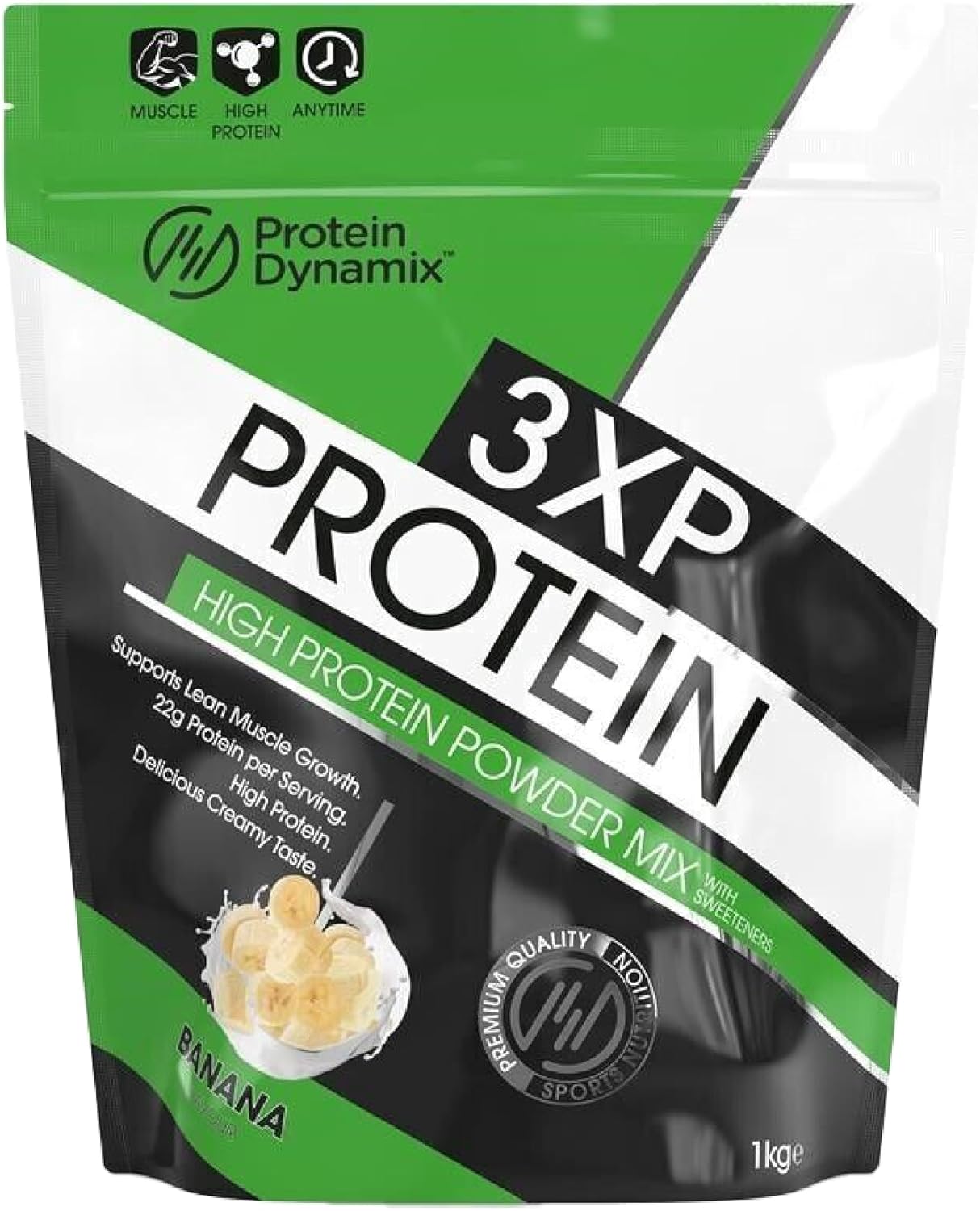 Protein Dynamix - 3XP Whey Protein Powder - Whey, Pea & Hydrolysed Wheat Blend for Lean Muscle Growth - Banana Flavour - 22g Protein • 127kcal Per Serving - 1Kg