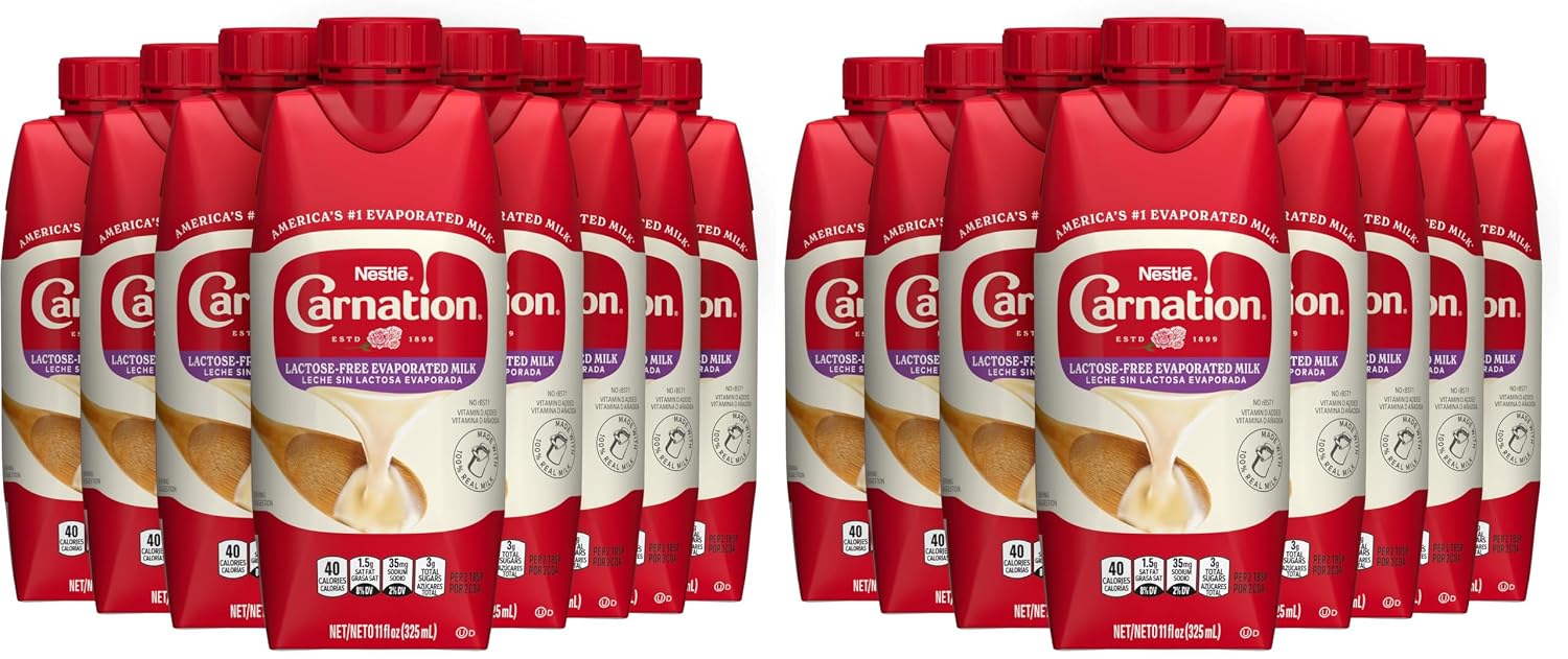 Nestlé Carnation Lactose-Free Evaporated Milk, Vitamin D Added, Shelf_Milk, Evaporated_Milk, (Pack of 16)