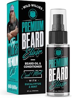 Wild Willies Premium Beard Oil & Conditioner Natural, Organic Ingredients Promote Fast Beard Growth, Removes Itch & Dandruff - Deep Softener Treatment Restores Moisture - 2 Oz, Cool Mint Scent