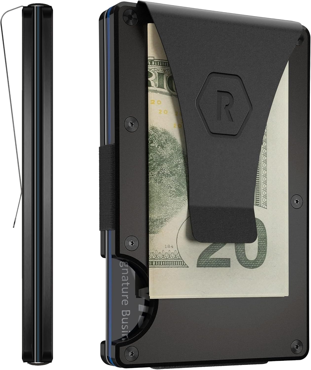 The Ridge Wallet for Men - Slim Minimalist Compact Wallet and Card Holder, RFID Protected Front Pocket Wallets for Men with Integrated Money Clip (Royal Black)