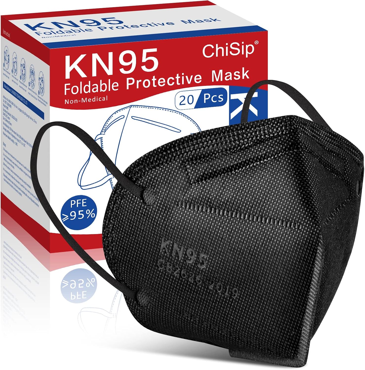 ChiSip Disposable Face Masks, 5 Layer Breathable Masks for Adult, Men, Women