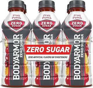 BODYARMOR ZERO Sugar Fruit Punch, Sugar Free Sports Drink - Low-Calorie Hydration - Natural Flavors with Potassium Packed Electrolytes, Antioxidants, and B-vitamins, 20 fl oz (pack of 6)
