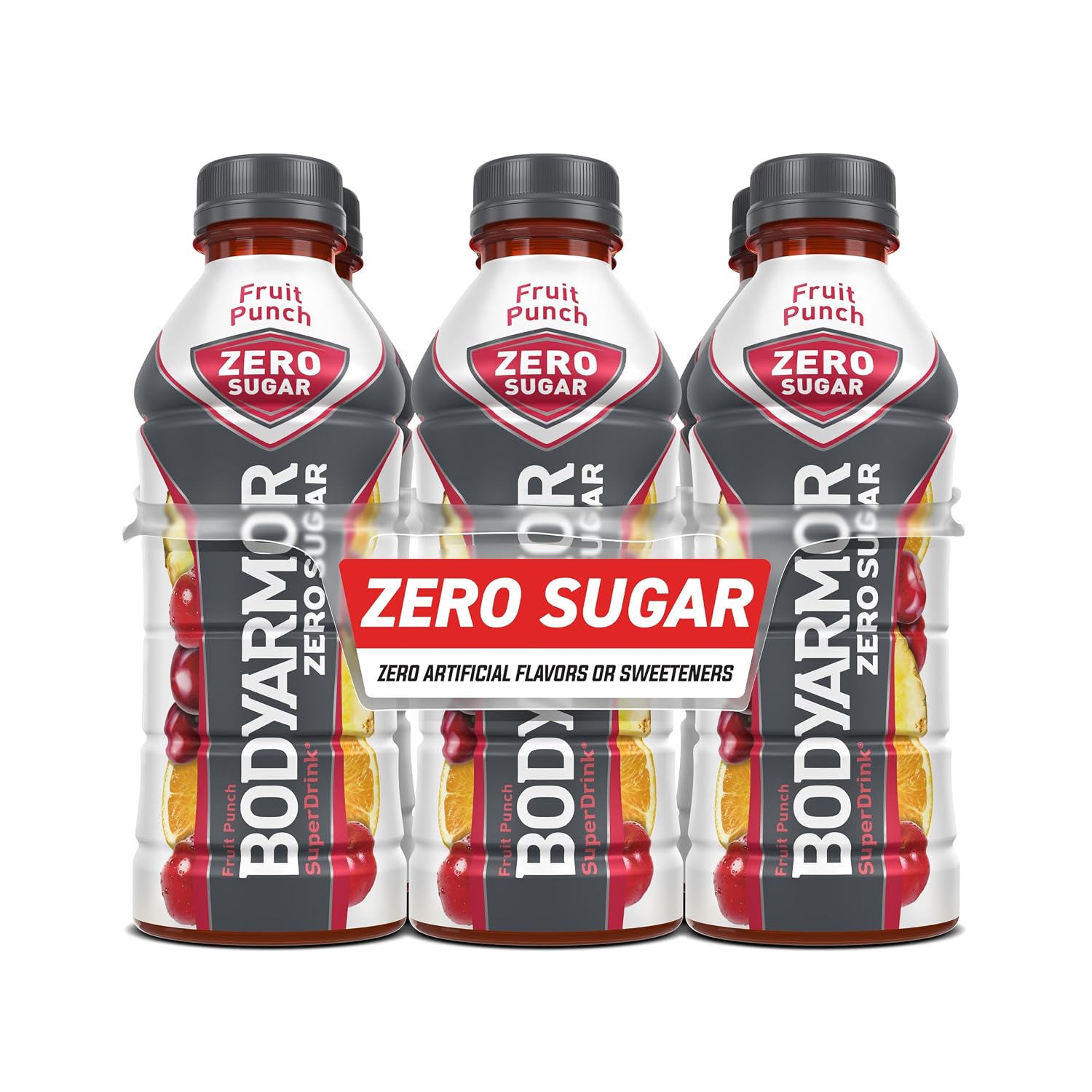 BODYARMOR ZERO Sugar Fruit Punch, Sugar Free Sports Drink - Low-Calorie Hydration - Natural Flavors with Potassium Packed Electrolytes, Antioxidants, and B-vitamins, 20 fl oz (pack of 6)