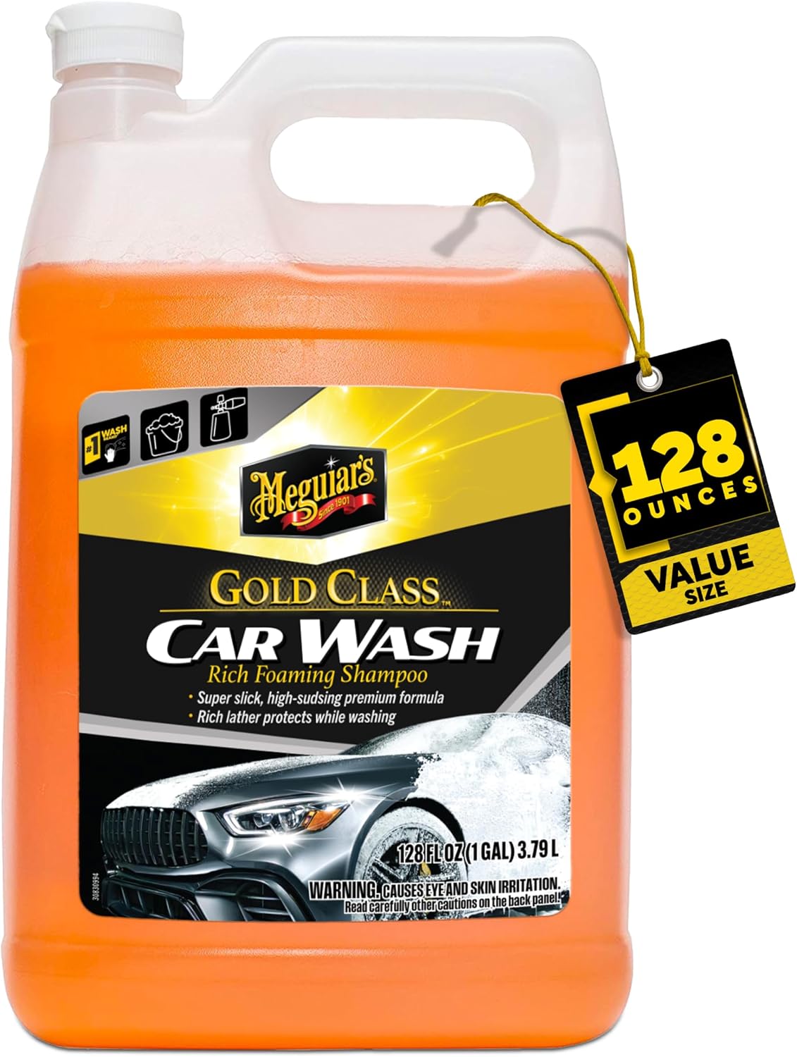 Meguiar's Gold Class Car Wash, Ultra-Rich Foam Car Wash Soap and Conditioner for Vehicle Cleaning, Paint Cleaner to Clean and Condition in One Easy Step, 1 Gallon