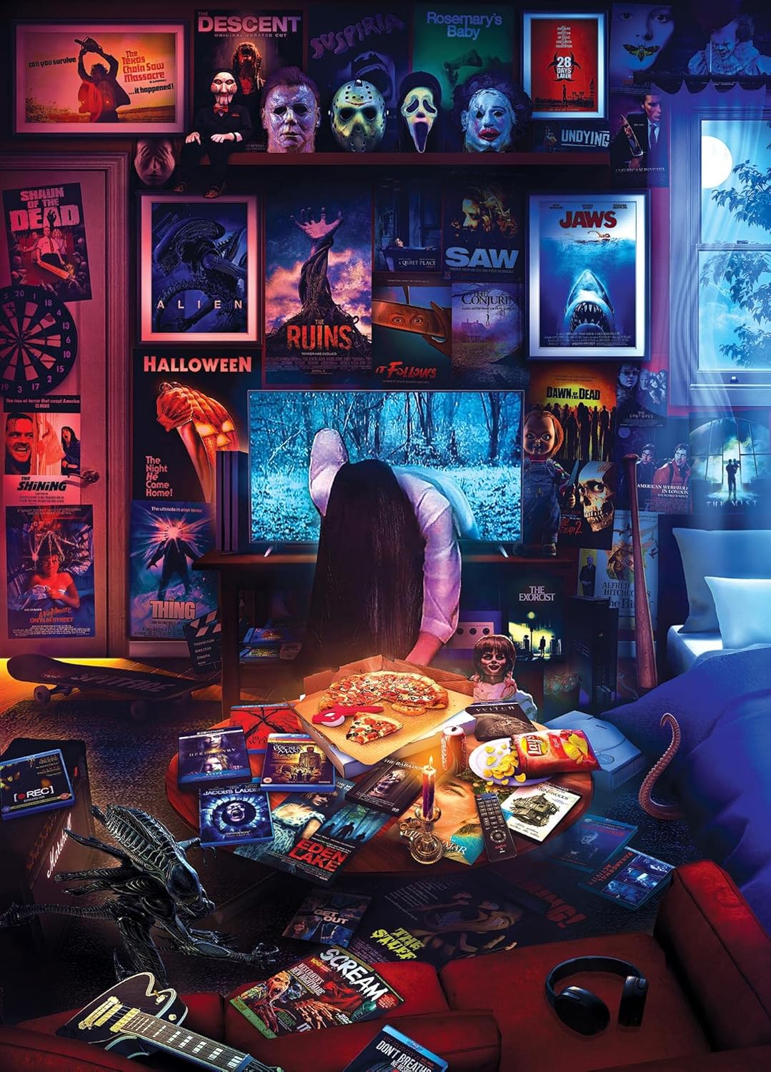 House of Horrors and Scary Movies 1000 Piece Jigsaw Puzzle By Rachid Lotf