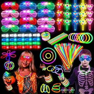 244 Pack Glow in the Dark Party Supplies for Kids, Halloween Party Favors for Kids, Glow Party Favors for Kids 8-12, Kids Led Light Up Party Favors,Kids Halloween Party Supplies