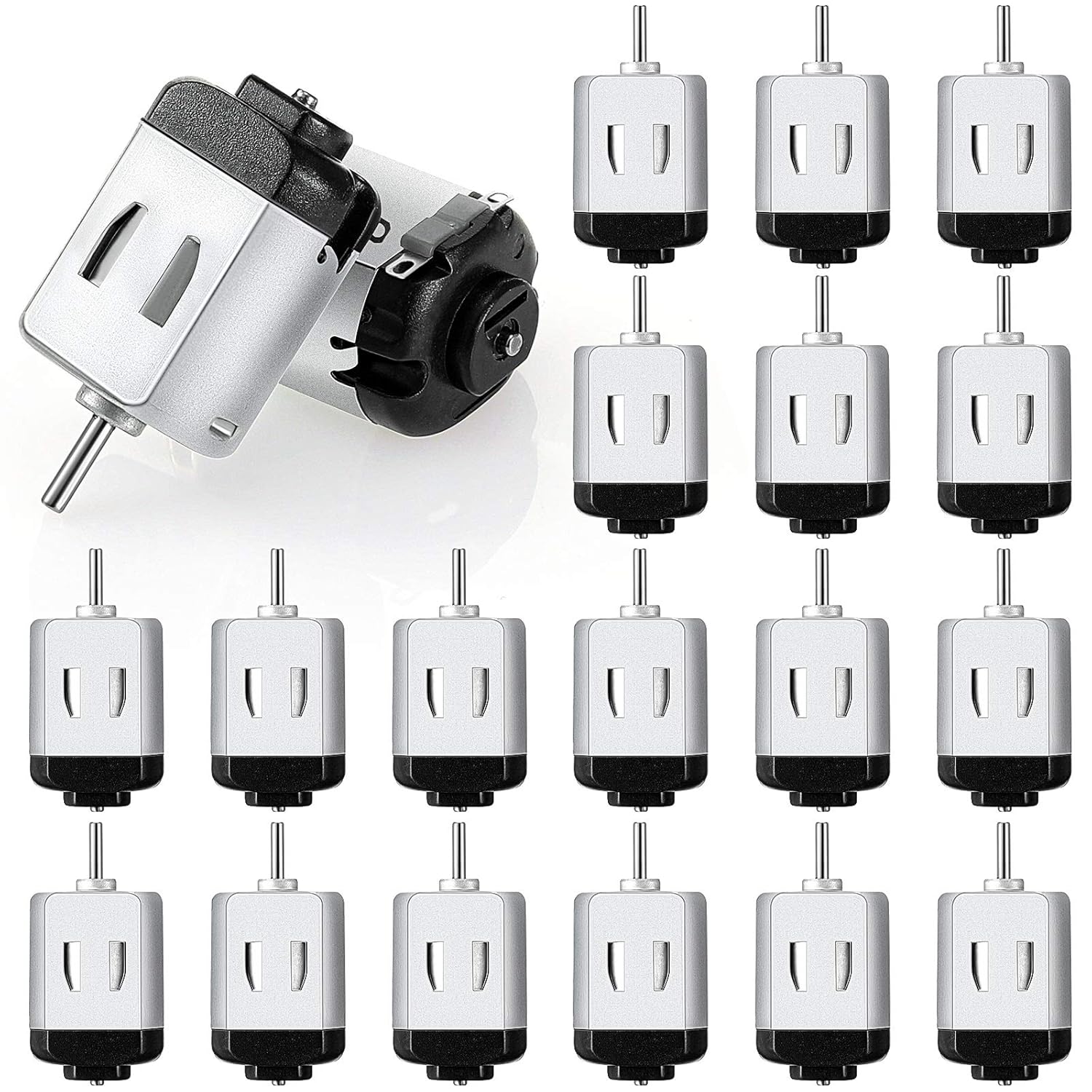 Mudder 20 Pieces Micro Electric Motor DC 1.5-3V 23000RPM Cars Toys Rectangular Small Electric Motor for DIY Toys Science Projects Metal Engine Motor Kit