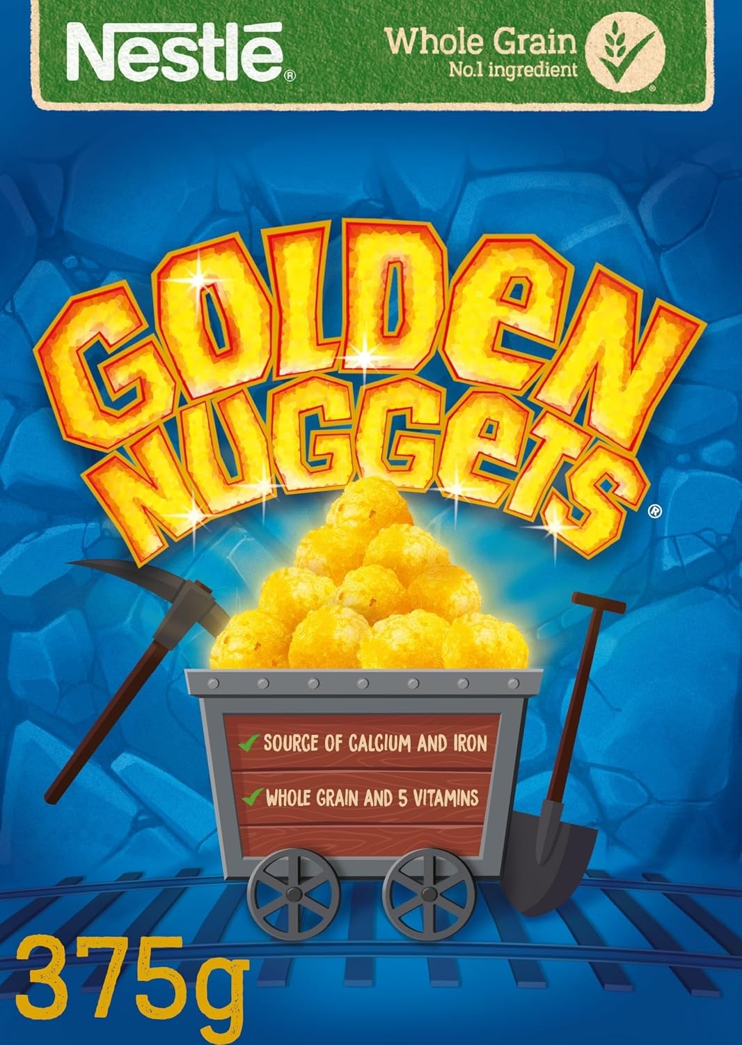 Nestlé Cereals - Golden Nuggets Breakfast Cereal - Honey Flavoured Bitesized Cereal Balls - High Fibre, 5 Vitamins, Calcium & Iron - 375g