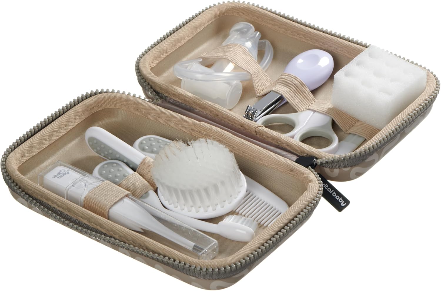 Vital Baby Protect Baby Care Kit, 10pcs Baby Healthcare Essentials with Wipe Clean Travel Case, Hair Care, Thermometer, Nail Care & Nasal Aspirator, EarthSmart Biodegradable, BPA-Free
