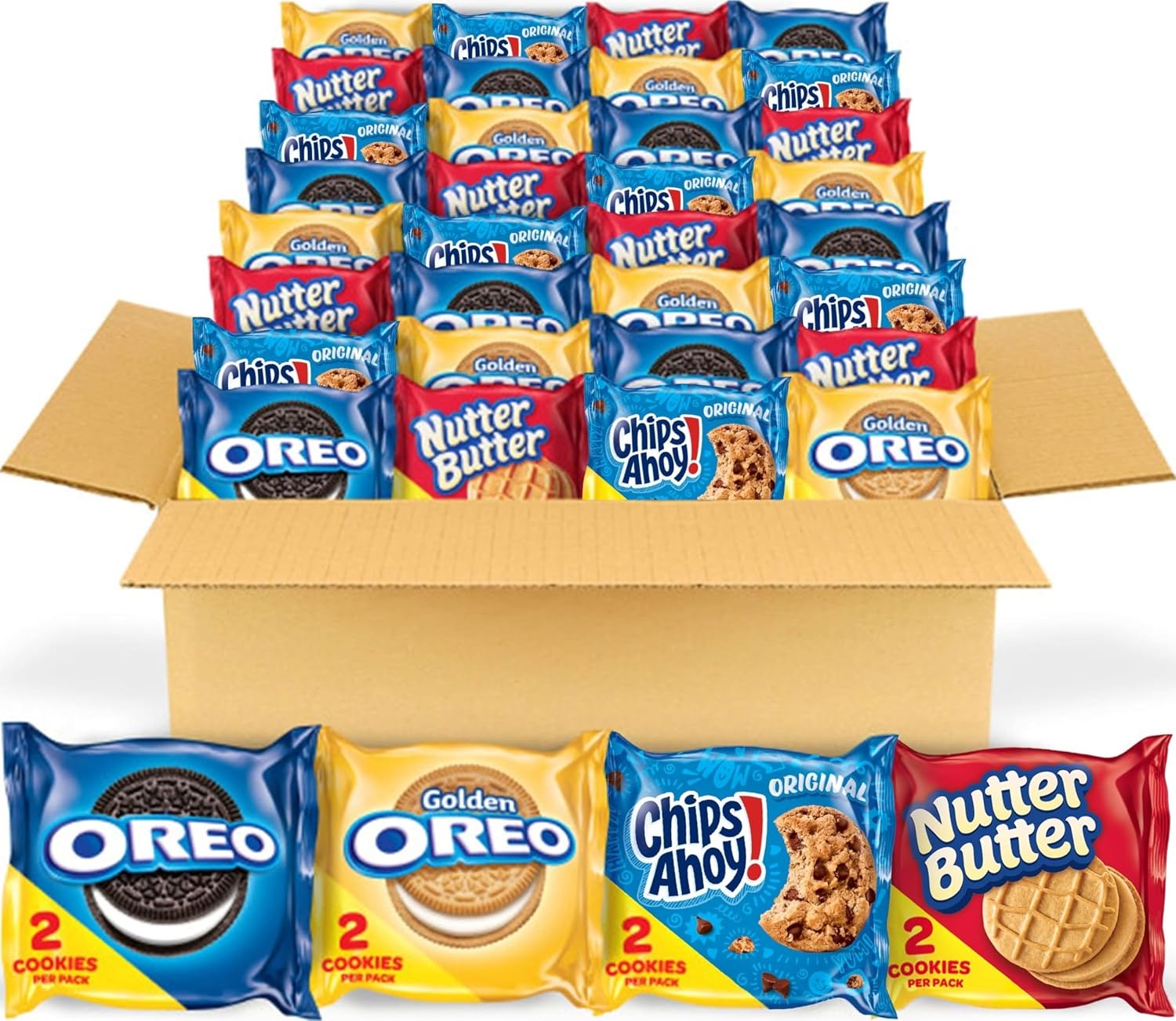 OREO Original, OREO Golden, CHIPS AHOY! & Nutter Butter Cookie Snacks Variety Pack, 56 Snack Packs (2 Cookies Per Pack)