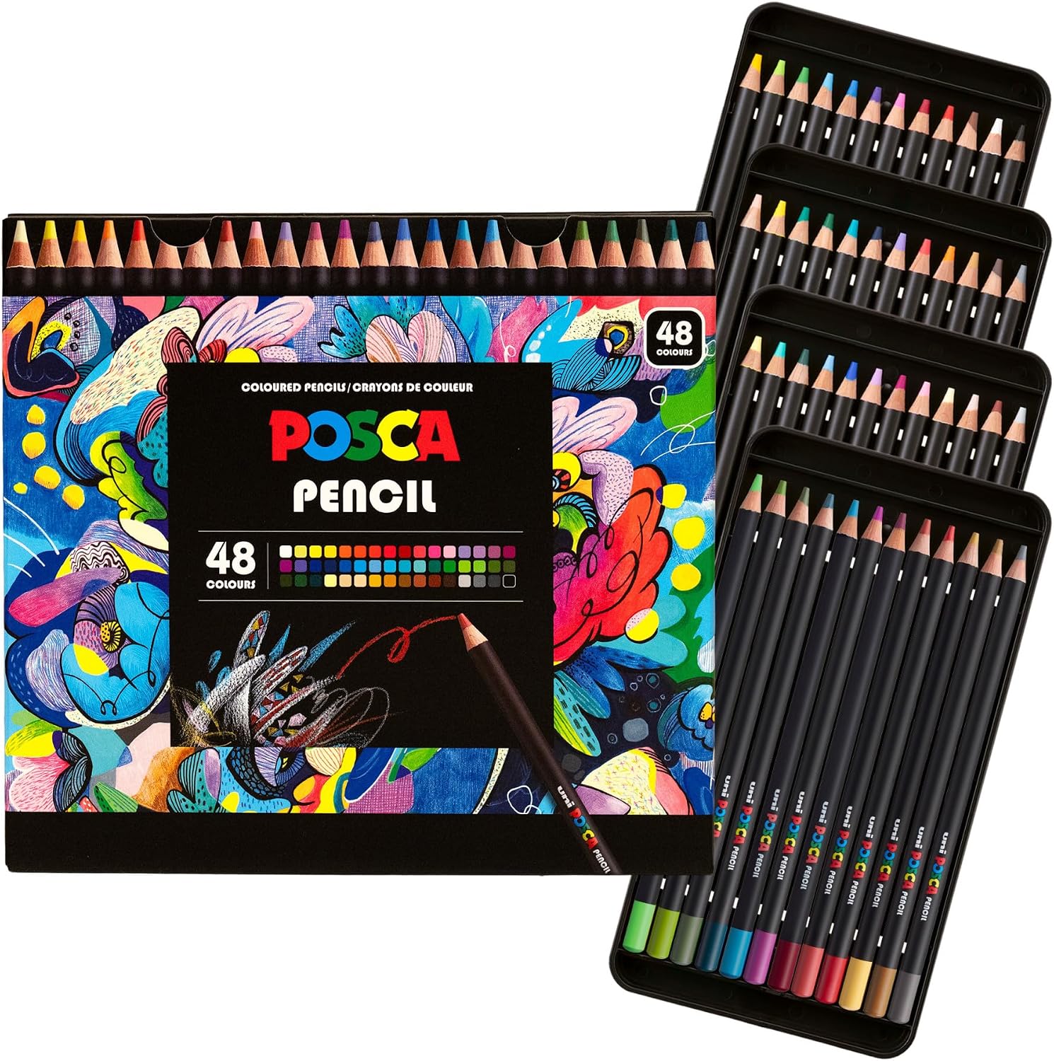 POSCA® Colored Pencils, Soft Core, 48 Count | Ultra-Smooth, Rich Pigment, Vibrant Colors for Blending, Shading & Layering, Adult Coloring & Drawing