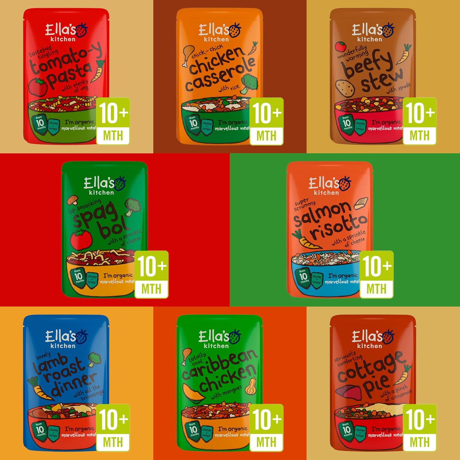 Ella's Kitchen Mixed Case Selections Stage 3 Organic Baby Food from 10+ Months (8x190g)