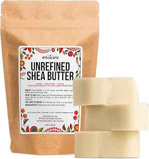 Raw Shea Butter - 100% Pure African Unrefined Shea Butter for Hair - Skin Moisturizer for Face, Body and for Soap Making Base and DIY Whipped Lotion, Oil and Lip Balm - 8 oz Block
