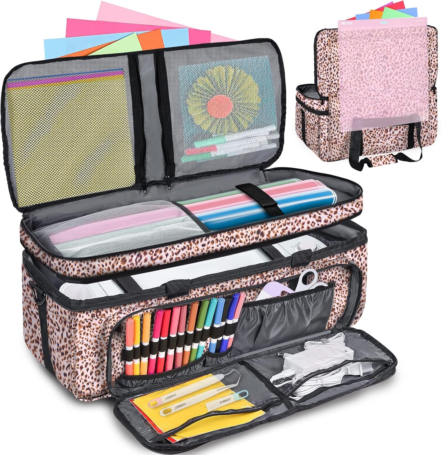 IMAGINING Carrying Case for Cricut Maker 3, Maker 4, Double-Layer Machine Bag with Cover for Cricut Explore 4, Explore 3, Explore Air 2, Storage Organizer for Cricut Accessories and Tools