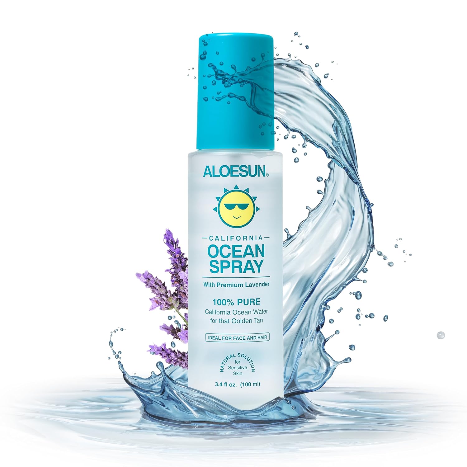 Ocean Spray | Pure California Sea Salt Water Face Mist Infused with Organic Lavender Essential Oil for Tanning | Hair & Scalp Exfoliating Solution | Facial Moisturizer | Travel Size 3.4 Fl Oz