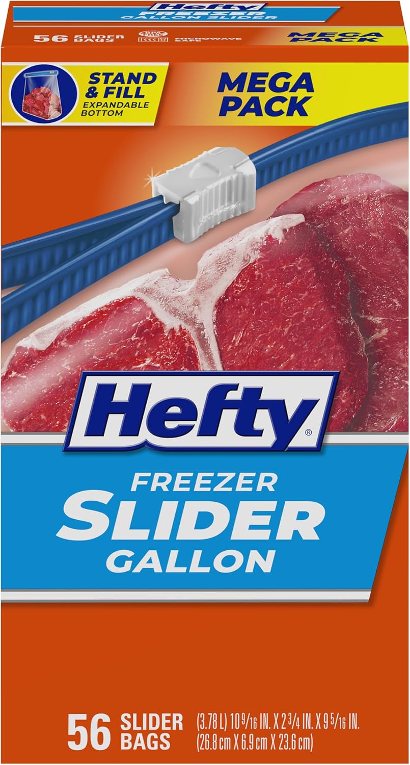 Hefty Slider Freezer Bags, Gallon Size, 56ct