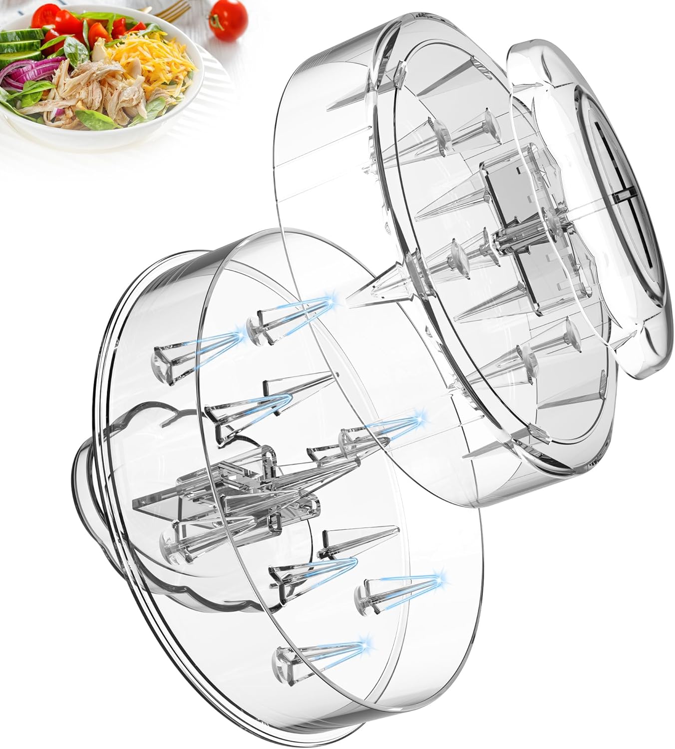 Chicken Shredder Tool Twist, 7.59” Clear Handheld Meat Shredder with Detachable Ergonomic Handle, Small Visible Kitchen Tools for Shred Chicken Pork Beef(2025 New)