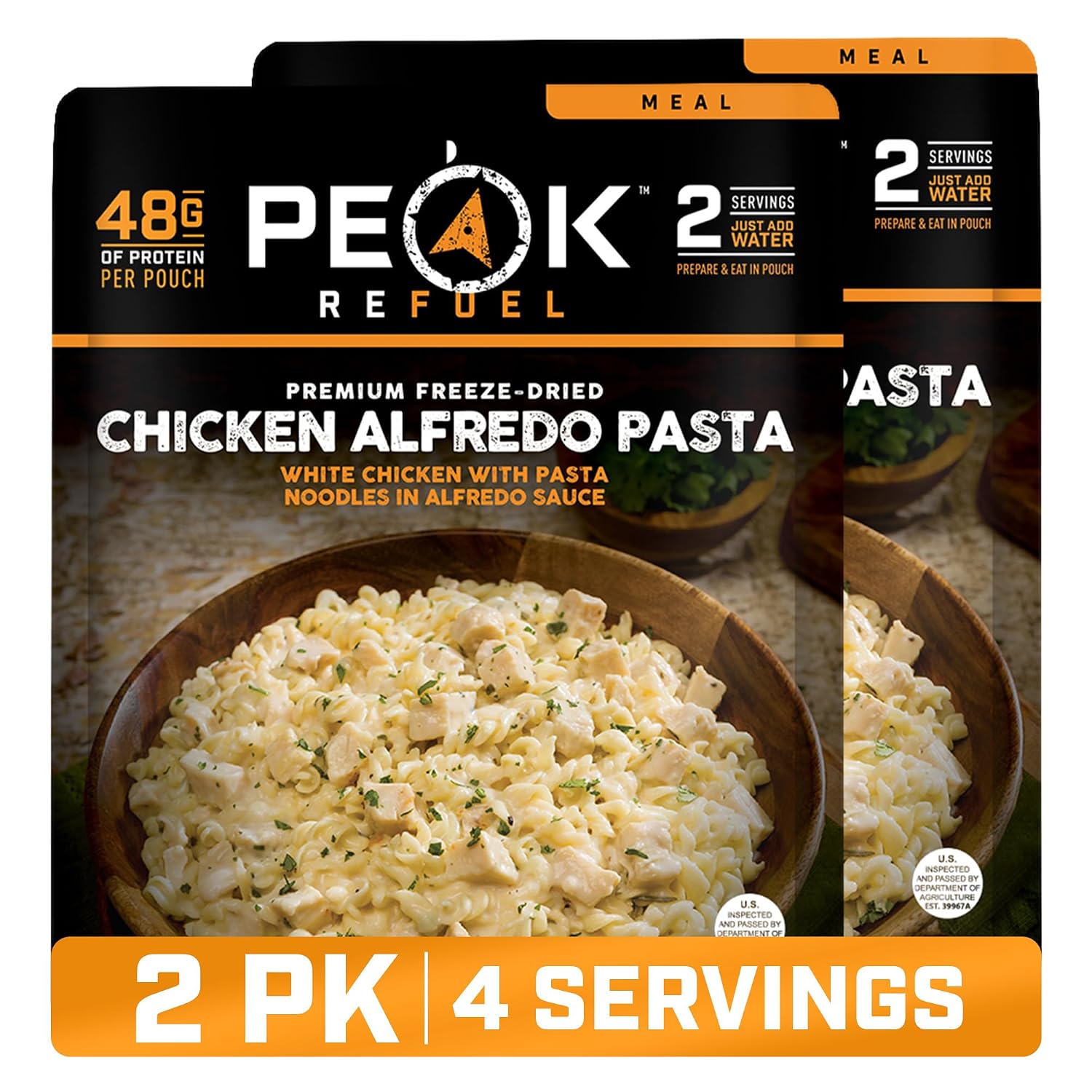 Peak Refuel Chicken Alfredo Pasta Meals 2-Pack, 48g Protein, 4 Servings